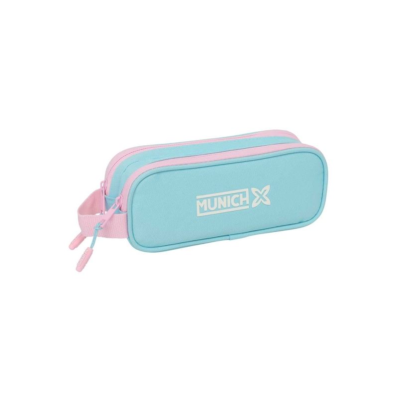 Trousse 2 compartiments Safta Munich Sky bleu pastel 21 x 8 x 6 cm