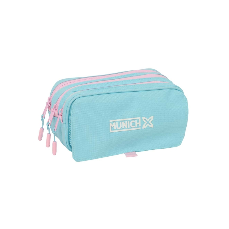 Trousse Safta Munich Sky 3 compartiments bleu pastel