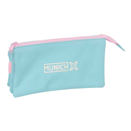 Trousse bleu pastel trois compartiments