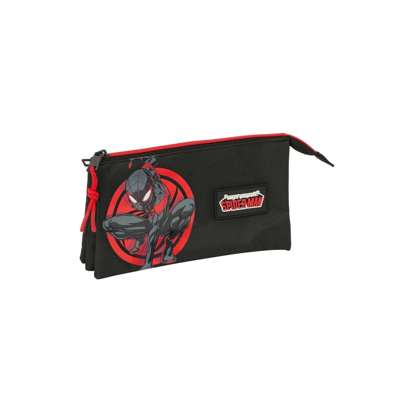 Trousse Safta Miles Morales 3 compartiments noir rouge 0,6L