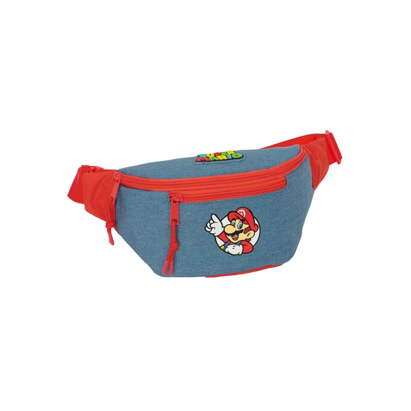 Sac banane Super Mario Safta rouge et bleu 23x12x9 cm