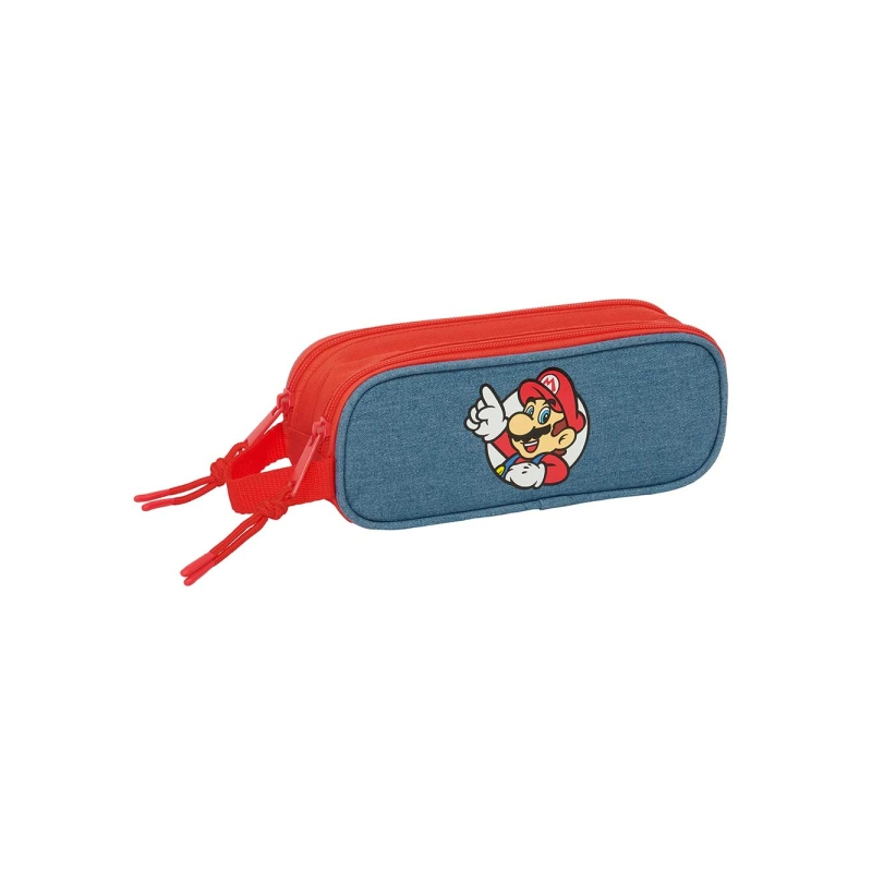 Super Mario Trousse 2 Compartiments Rouge Bleu 21x8x6cm