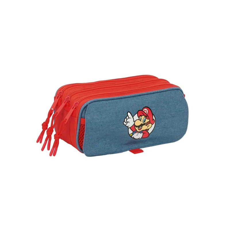 Super Mario Trousse 3 Compartiments Rouge et Bleu Safta Super Mario Trousse 3 Compartiments Rouge et Bleu Safta
