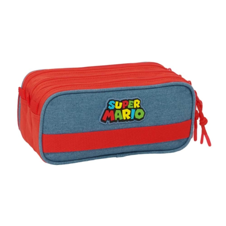 Super Mario Trousse 3 Compartiments Rouge et Bleu Safta