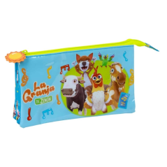 Trousse trois compartiments bleu jaune