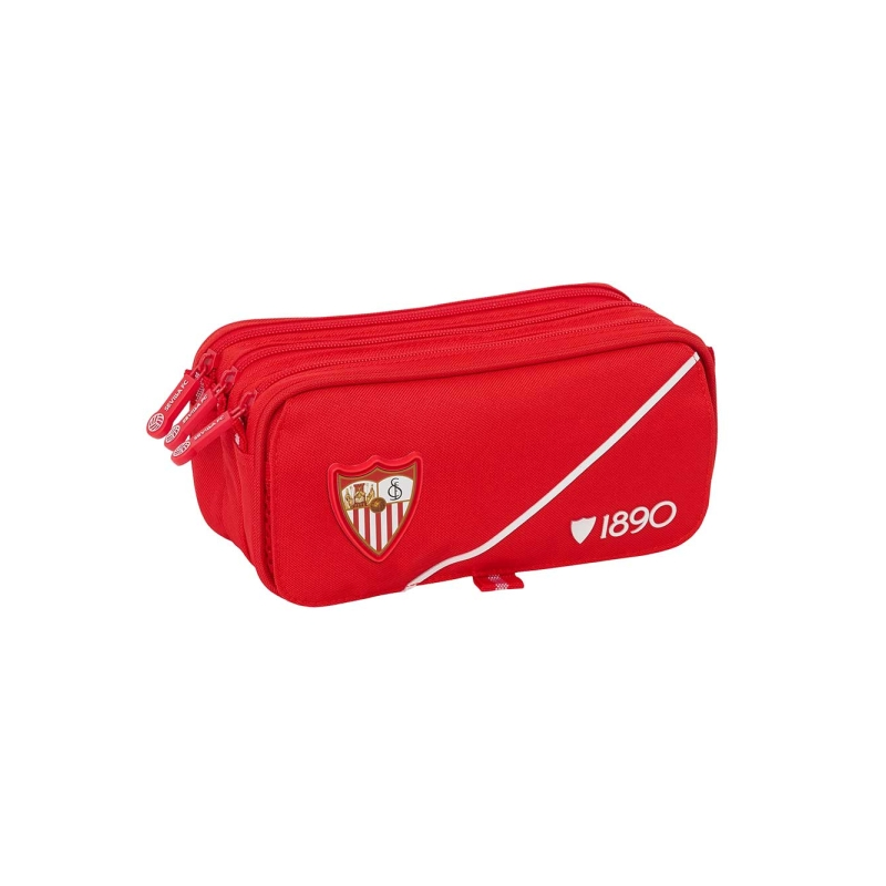 Trousse 3 compartiments Sevilla FC rouge avec poche filet
