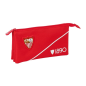 Trousse 3 compartiments Sevilla FC rouge 22x12x3 cm