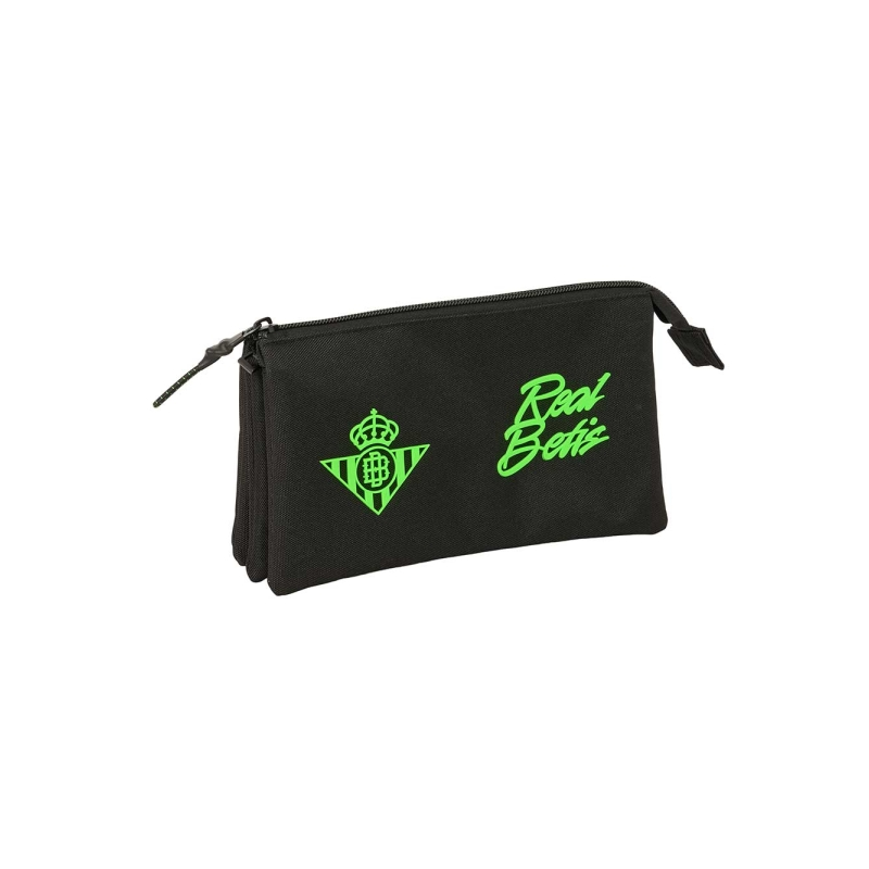Trousse à 3 compartiments Real Betis Balompié noir et vert 22 x 12 x 3 cm