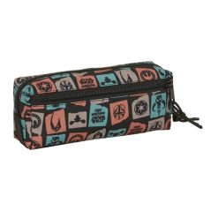 Trousse Mandalorian et Grogu 3 compartiments noir 22x8,5x6 cm