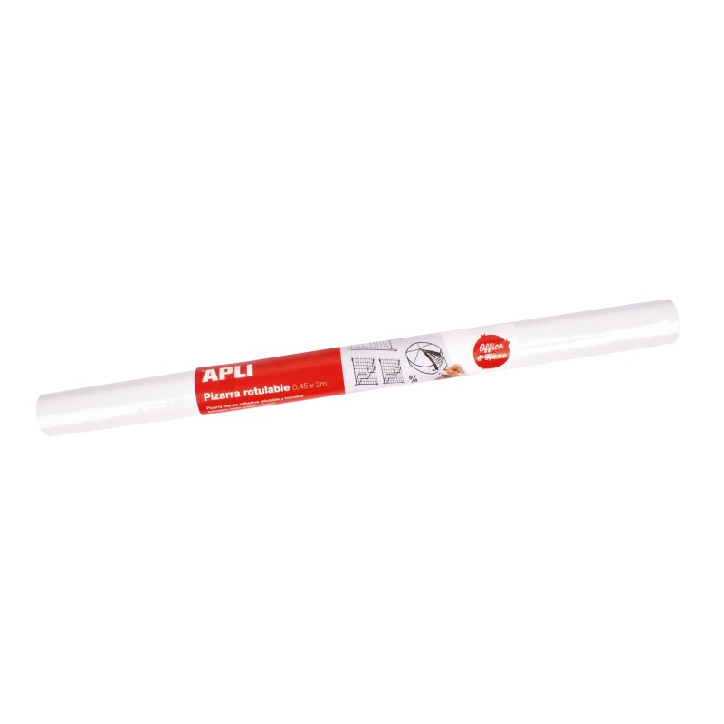 Rouleau de tableau blanc adhésif repositionnable Apli - Taille 0,45x2m - Épaisseur 110m - Facile à couper - Convient aux