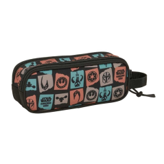 Trousse Mandalorian et Grogu 2 compartiments noir 21x8x6cm