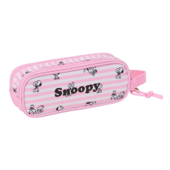 Trousse Snoopy 2 compartiments rose 21x8x6cm 1L