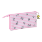 Trousse Snoopy 3 compartiments zippés rose 22x12x3 cm