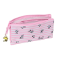 Trousse Snoopy 3 compartiments zippés rose 22x12x3 cm