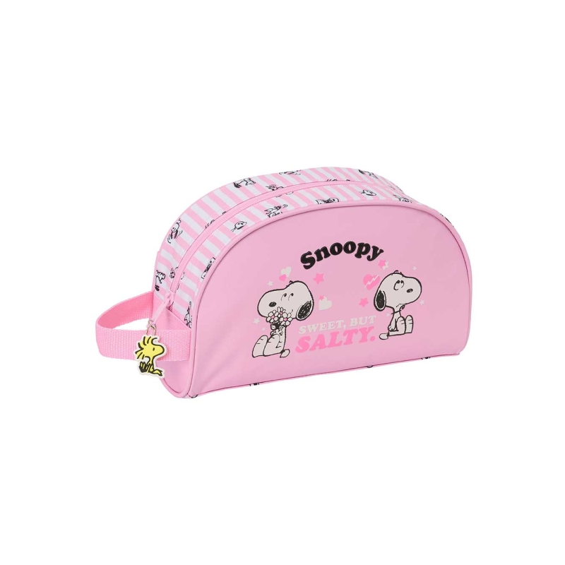 Nécessaire Snoopy rose 26x16x9 cm avec poignée latérale