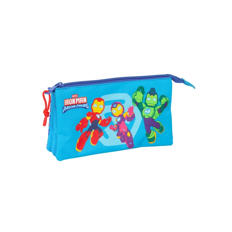 Trousse Iron Man 3 compartiments bleu 0,60L 220x30x120mm