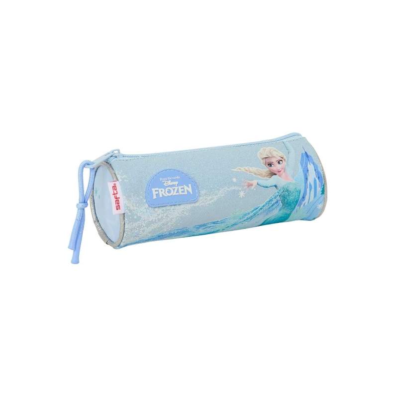 Trousse ronde Frozen bleu pastel 20x7x7 cm fermeture zip