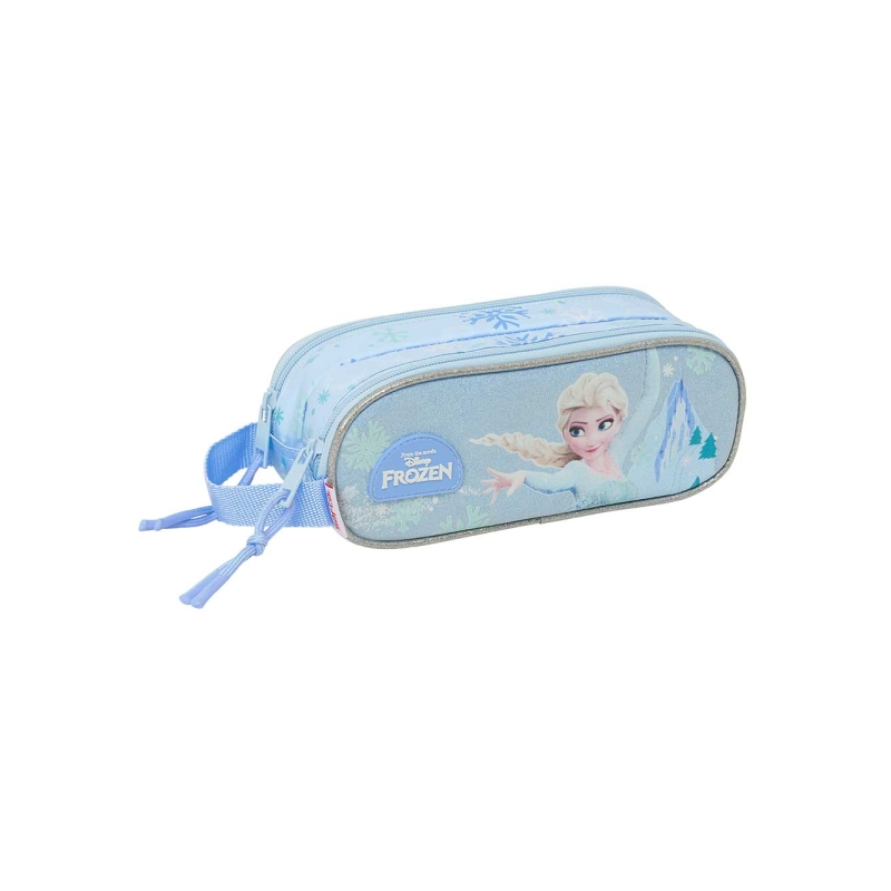 Trousse 2 compartiments Safta Frozen bleu pastel 21x8x6cm