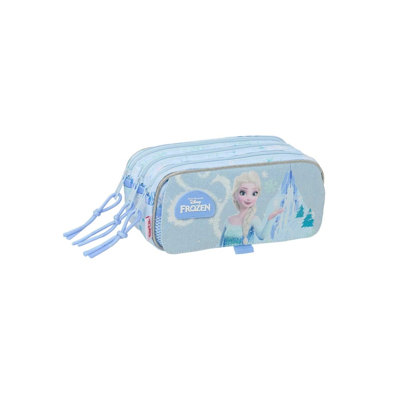 Safta Frozen trousse 3 compartiments bleu pastel 21 cm
