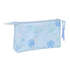 Trousse 3 compartiments bleu pastel 22x12x3cm