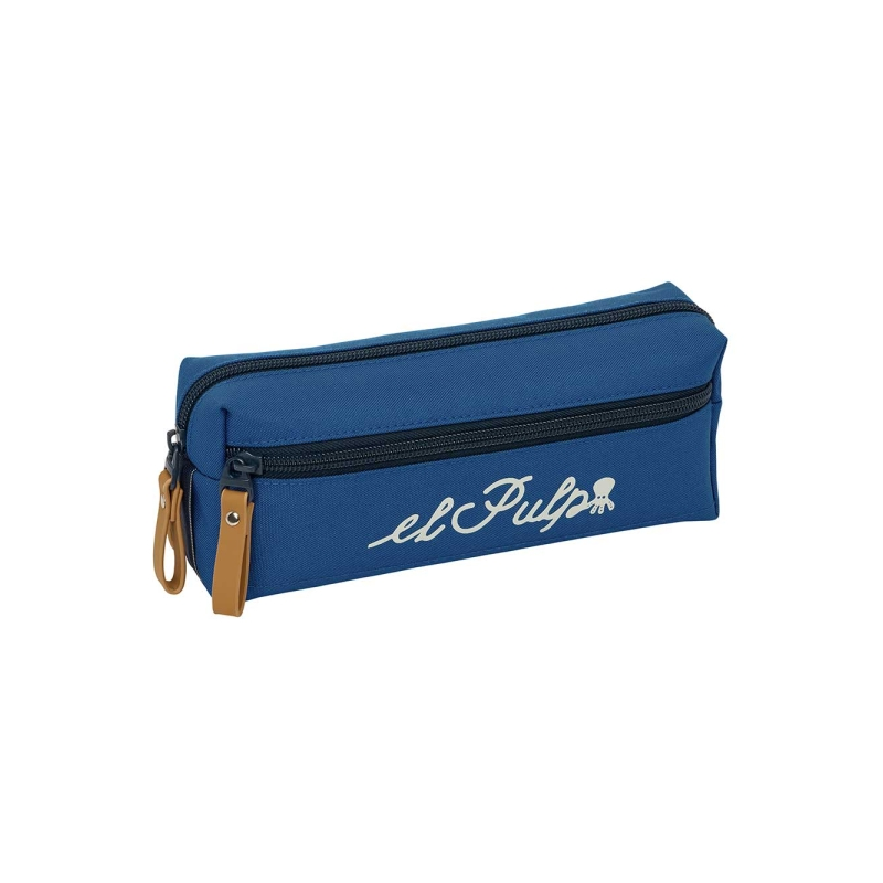 Trousse à 3 compartiments bleu marine 22 x 8,5 x 6 cm