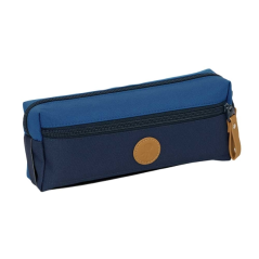 Trousse à 3 compartiments bleu marine 22 x 8,5 x 6 cm