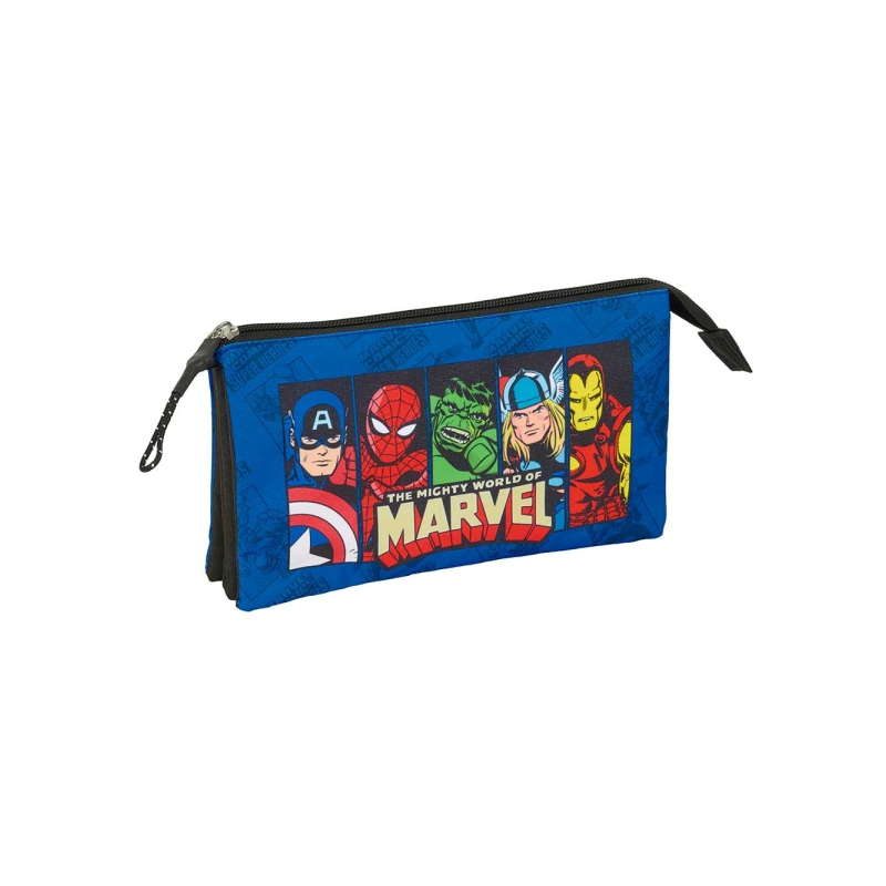 Trousse Avengers 3 compartiments Safta bleu foncé 0,60L