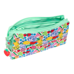 trousse menthe trois compartiments zippés