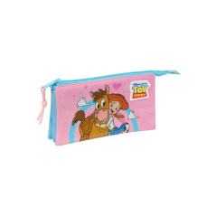 Trousse rose trois compartiments zippés