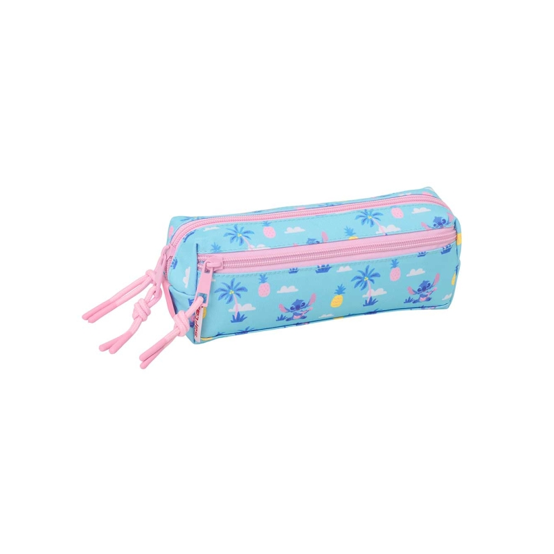 Trousse 3 compartiments Safta Stitch Waves bleu clair 22x8,5x6cm