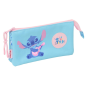 Trousse 3 compartiments Stitch Waves bleu clair 22x12x3 cm