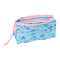 Trousse 3 compartiments Stitch Waves bleu clair 22x12x3 cm