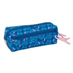 Trousse 3 compartiments Safta Stitch Lio bleu foncé 22x8,5x6 cm