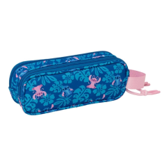 Trousse Safta Stitch Lio 2 compartiments rose 21x8x6cm