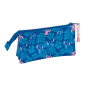 Trousse 3 compartiments Stitch Lio rose 22x12x3 cm