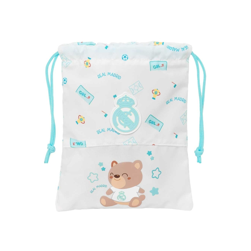 Sac à goûter Real Madrid blanc 20x25 cm avec cordon Sac à goûter Real Madrid blanc 20x25 cm avec cordon