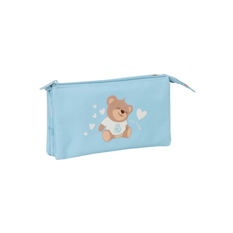 Trousse 3 compartiments Real Madrid bleu 22x12x3 cm