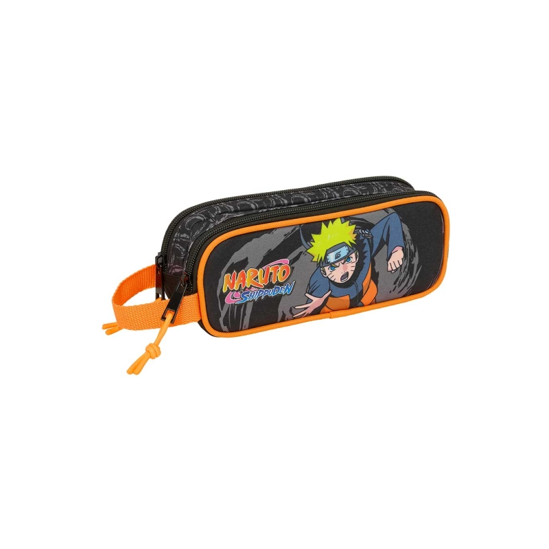Trousse Naruto 2 compartiments zippés noire 210x60x80 mm
