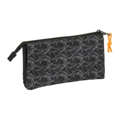 Trousse Naruto 3 compartiments zippés noire 0,6L
