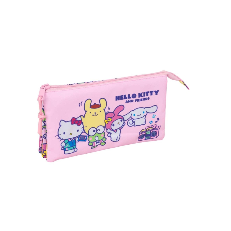 Trousse Hello Kitty à 3 compartiments, rose, 22 x 12 x 3 cm Trousse Hello Kitty à 3 compartiments, rose, 22 x 12 x 3 cm