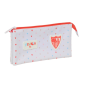 Trousse 3 compartiments Sevilla FC blanc rouge 22x12x3 cm