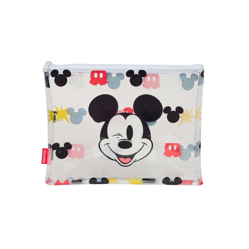 Sac de plage Mickey Mouse Safta blanc 2L fermeture éclair Sac de plage Mickey Mouse Safta blanc 2L fermeture éclair