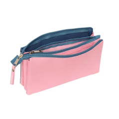 Trousse bleue trois compartiments zippés