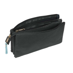 Trousse noire trois compartiments zippés