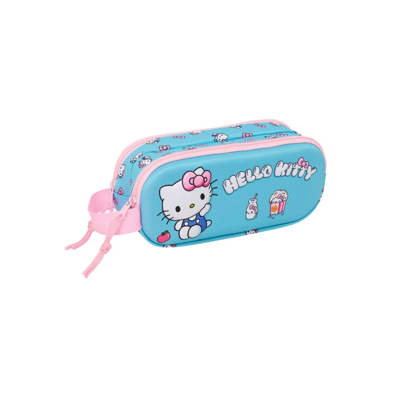Trousse Hello Kitty 3D 2 compartiments bleu clair 21x8x6cm Trousse Hello Kitty 3D 2 compartiments bleu clair 21x8x6cm