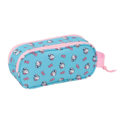 Trousse Hello Kitty 3D 2 compartiments bleu clair 21x8x6cm