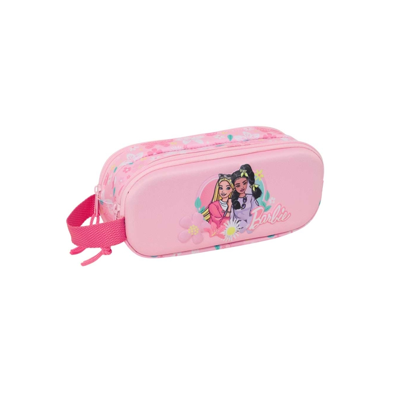 Trousse Barbie 3D 2 compartiments rose 21x8x6cm