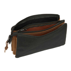 Trousse noire trois compartiments zip