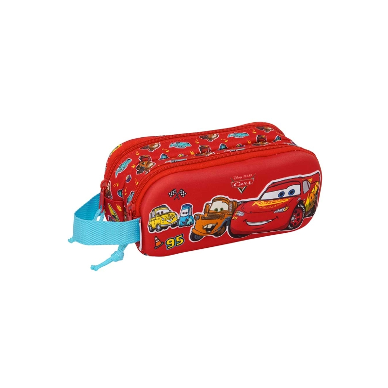 Trousse Cars 3D 2 compartiments rouge 21 x 8 x 6 cm Safta