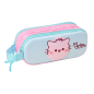Trousse 3D à 2 compartiments rose pastel 21x8x6cm